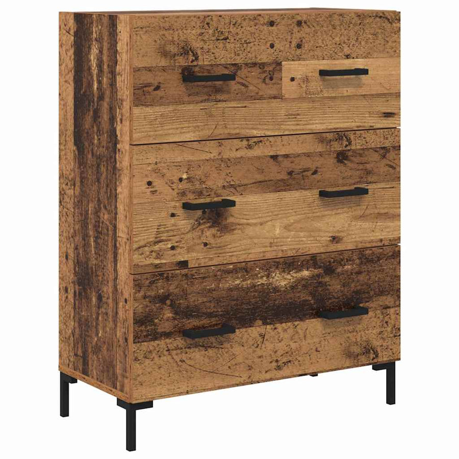 Highboard met lade Oud Hout 69,5 x 34 x 180 cm Bewerkt hout