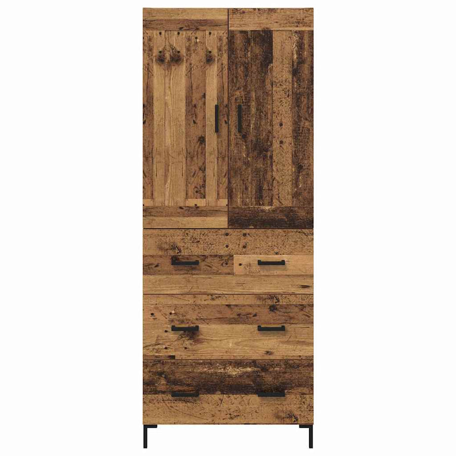 Highboard met lade Oud Hout 69,5 x 34 x 180 cm Bewerkt hout