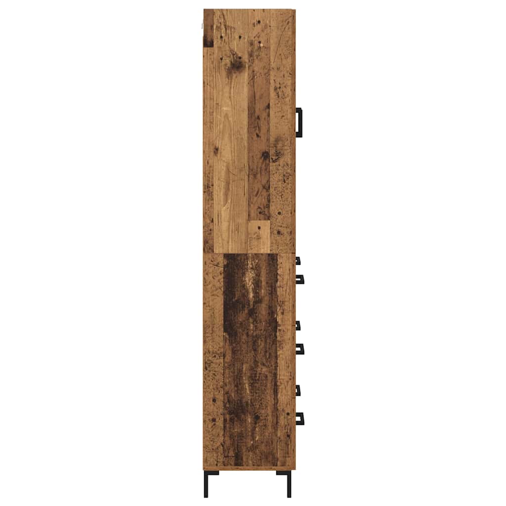 Highboard met lade Oud Hout 69,5 x 34 x 180 cm Bewerkt hout