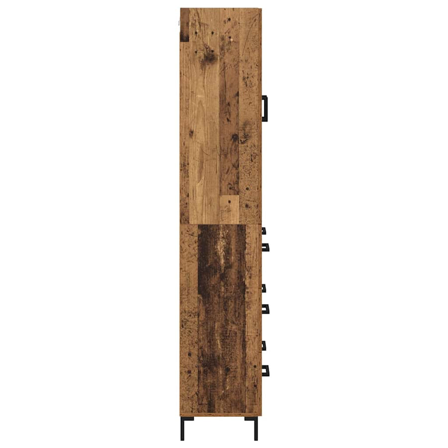 Highboard met lade Oud Hout 69,5 x 34 x 180 cm Bewerkt hout