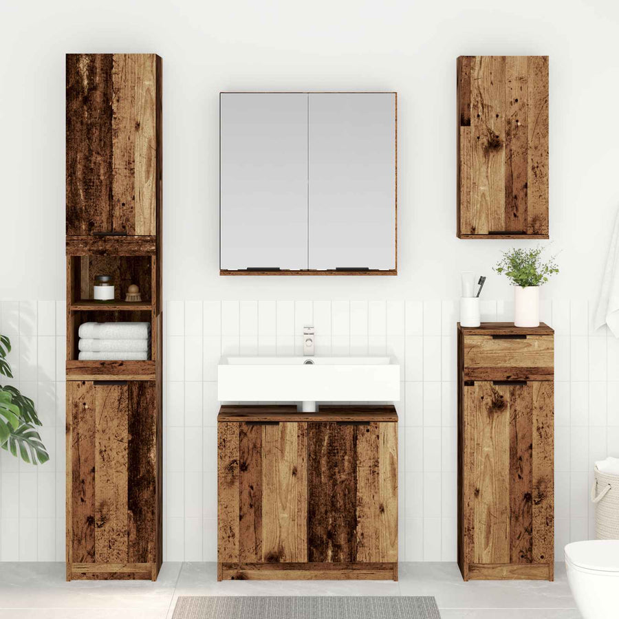 Badkamermeubelset met lade met plank 5 pcs Oudhout Bewerkt hout