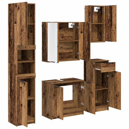 Badkamermeubelset met lade met plank 5 pcs Oudhout Bewerkt hout