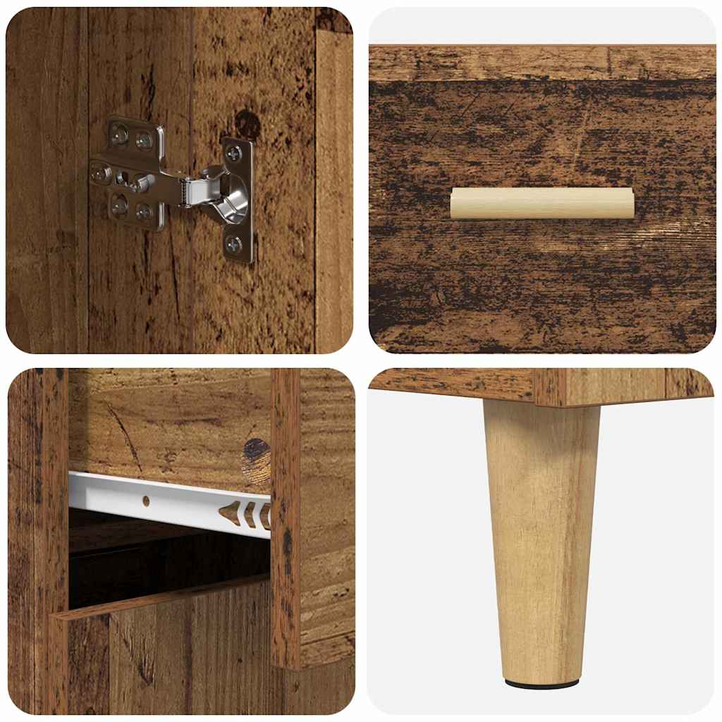 Hoge kast met lade Oud Hout 69,5 x 34 x 180 cm Bewerkt hout