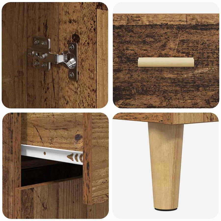 Hoge kast met lade Oud Hout 69,5 x 34 x 180 cm Bewerkt hout