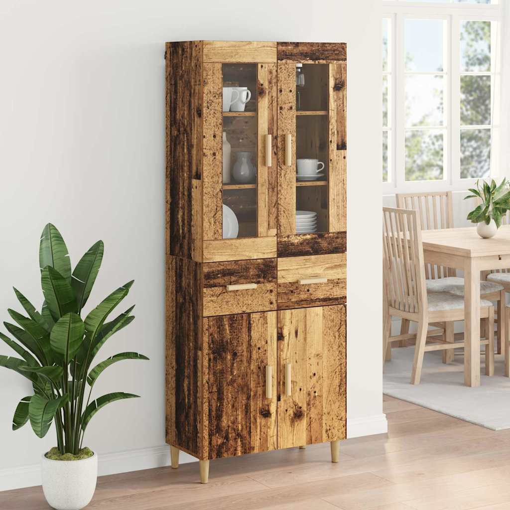Hoge kast met lade Oud Hout 69,5 x 34 x 180 cm Bewerkt hout