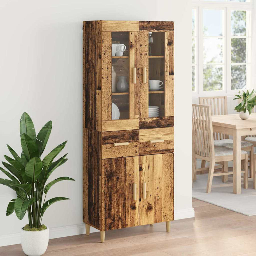 Hoge kast met lade Oud Hout 69,5 x 34 x 180 cm Bewerkt hout