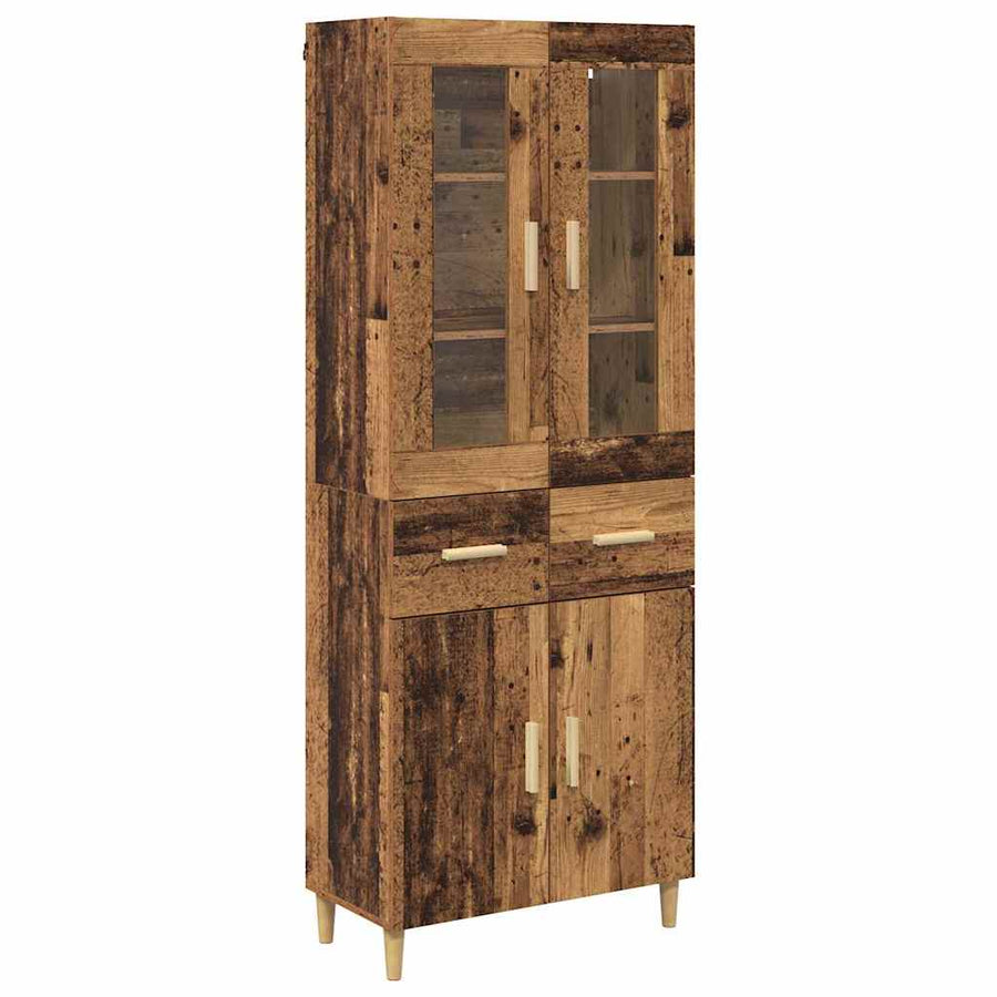 Hoge kast met lade Oud Hout 69,5 x 34 x 180 cm Bewerkt hout