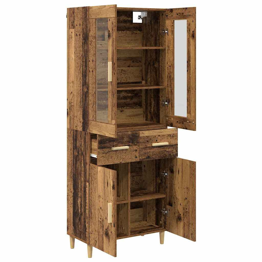 Hoge kast met lade Oud Hout 69,5 x 34 x 180 cm Bewerkt hout
