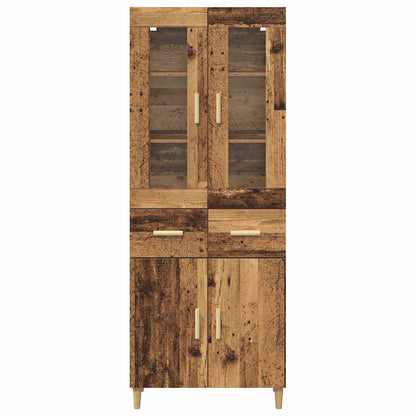 Hoge kast met lade Oud Hout 69,5 x 34 x 180 cm Bewerkt hout