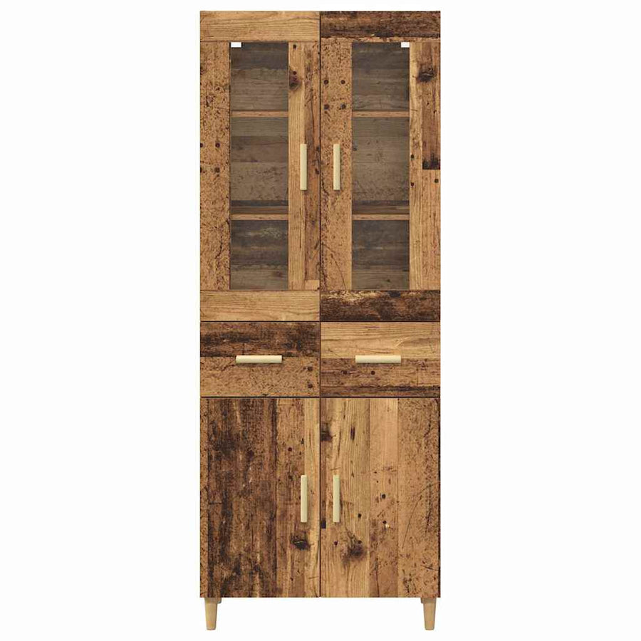 Hoge kast met lade Oud Hout 69,5 x 34 x 180 cm Bewerkt hout