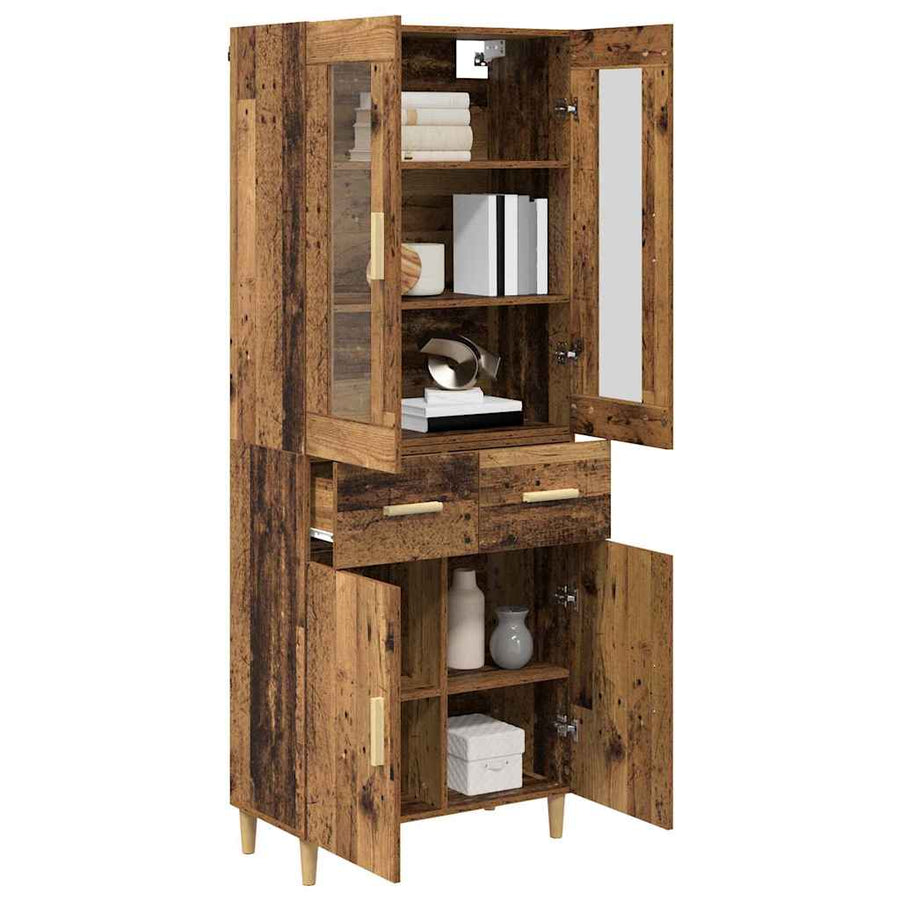 Hoge kast met lade Oud Hout 69,5 x 34 x 180 cm Bewerkt hout