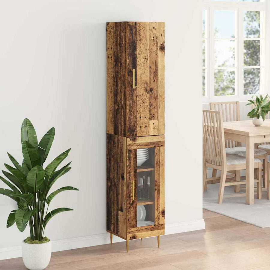 Highboard Oud Hout 34,5 x 34 x 180 cm Bewerkt hout