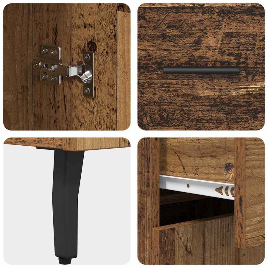 Hoge kast Oud Hout 69,5 x 34 x 180 cm Geengineerd Hout en Glas
