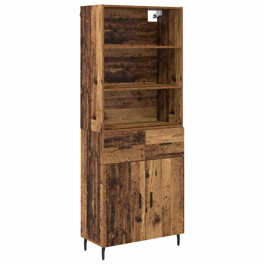 Hoge kast Oud Hout 69,5 x 34 x 180 cm Geengineerd Hout en Glas