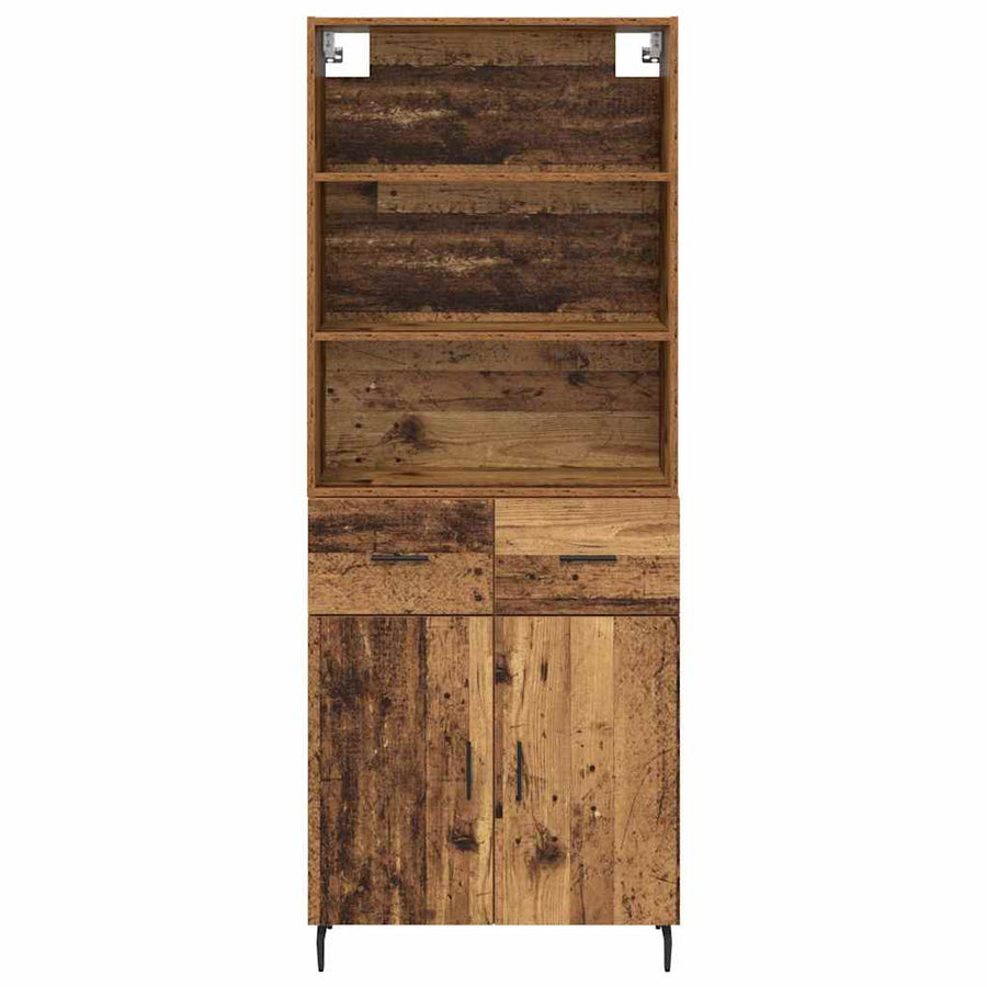 Hoge kast Oud Hout 69,5 x 34 x 180 cm Geengineerd Hout en Glas