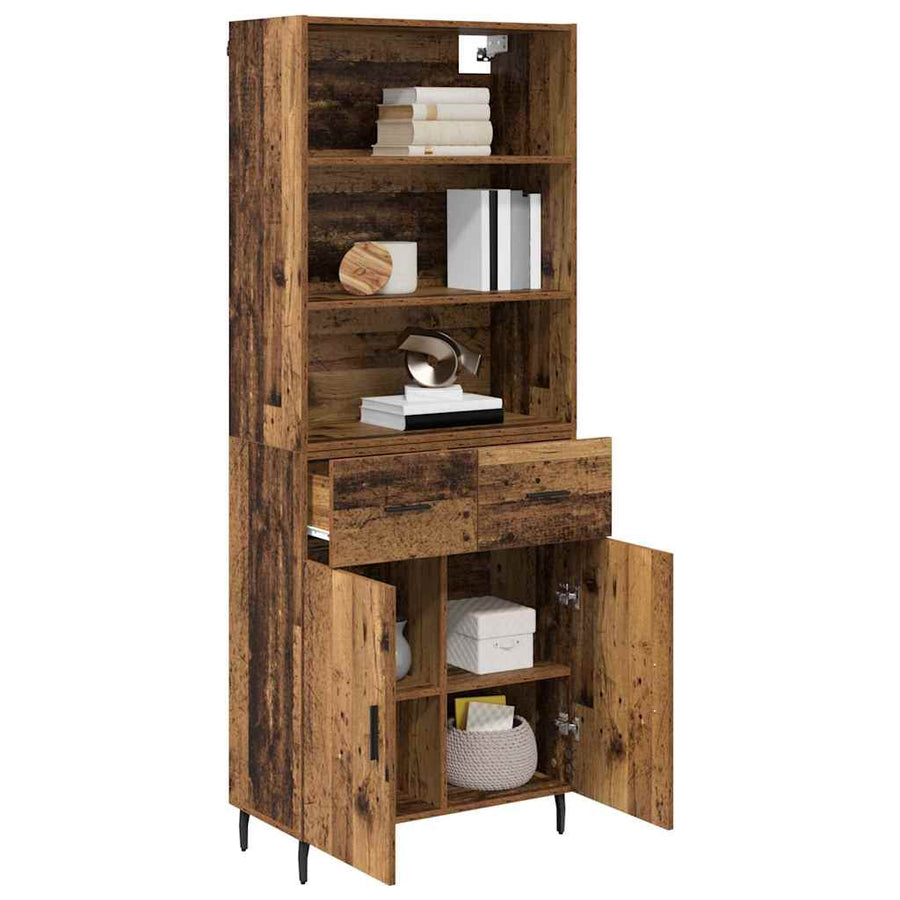 Hoge kast Oud Hout 69,5 x 34 x 180 cm Geengineerd Hout en Glas