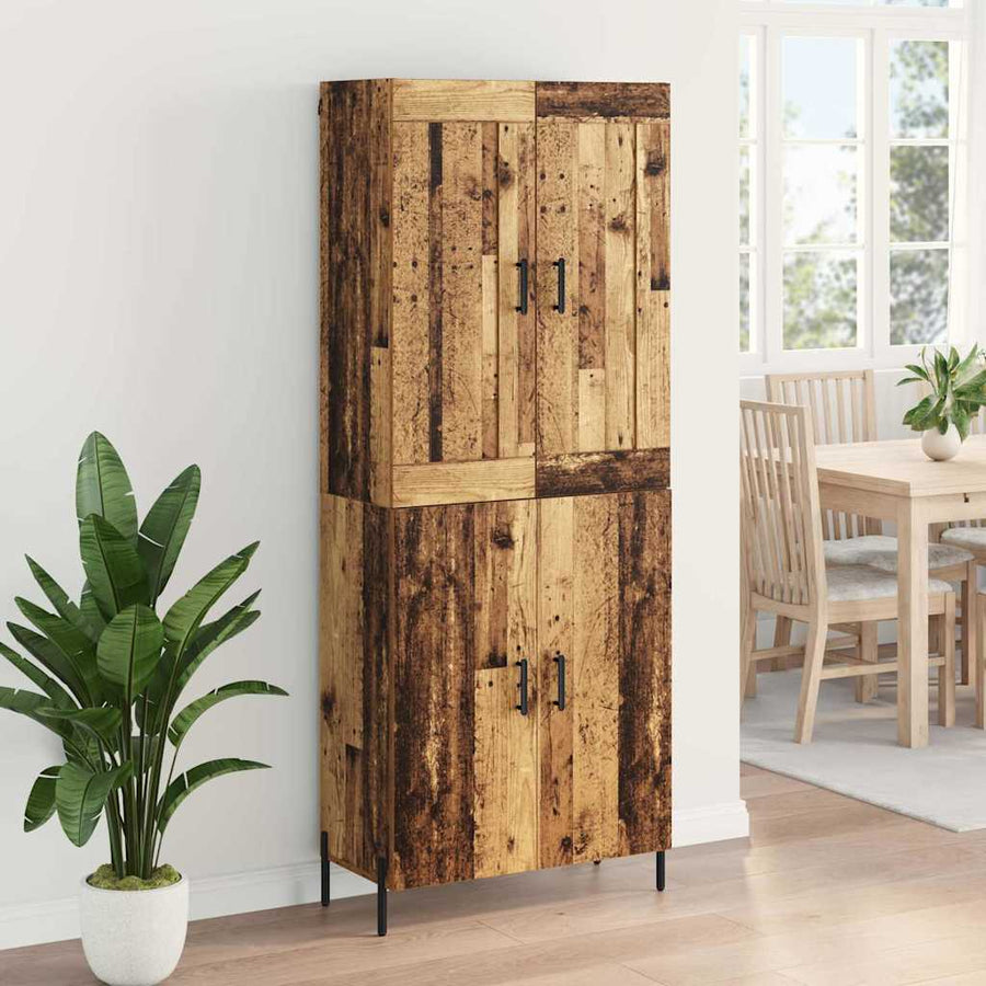Hoge kast 2 pcs Oud Hout Bewerkt hout