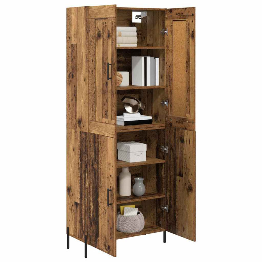 Hoge kast 2 pcs Oud Hout Bewerkt hout
