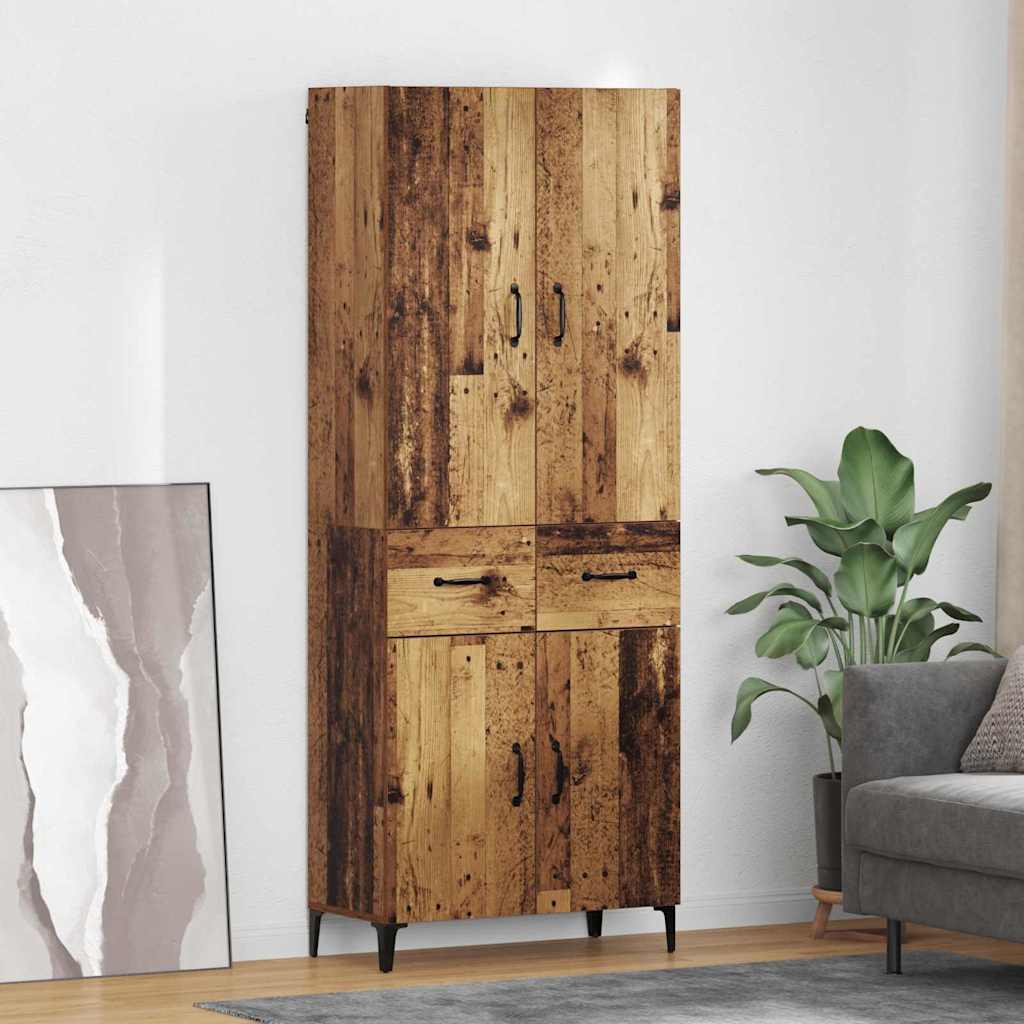Highboard met lade Oud Hout 69,5 x 34 x 180 cm Bewerkt hout