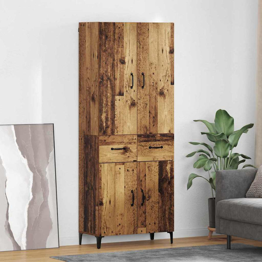 Highboard met lade Oud Hout 69,5 x 34 x 180 cm Bewerkt hout