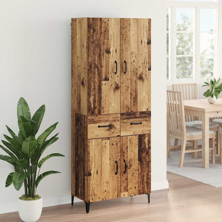 Highboard met lade Oud Hout 69,5 x 34 x 180 cm Bewerkt hout