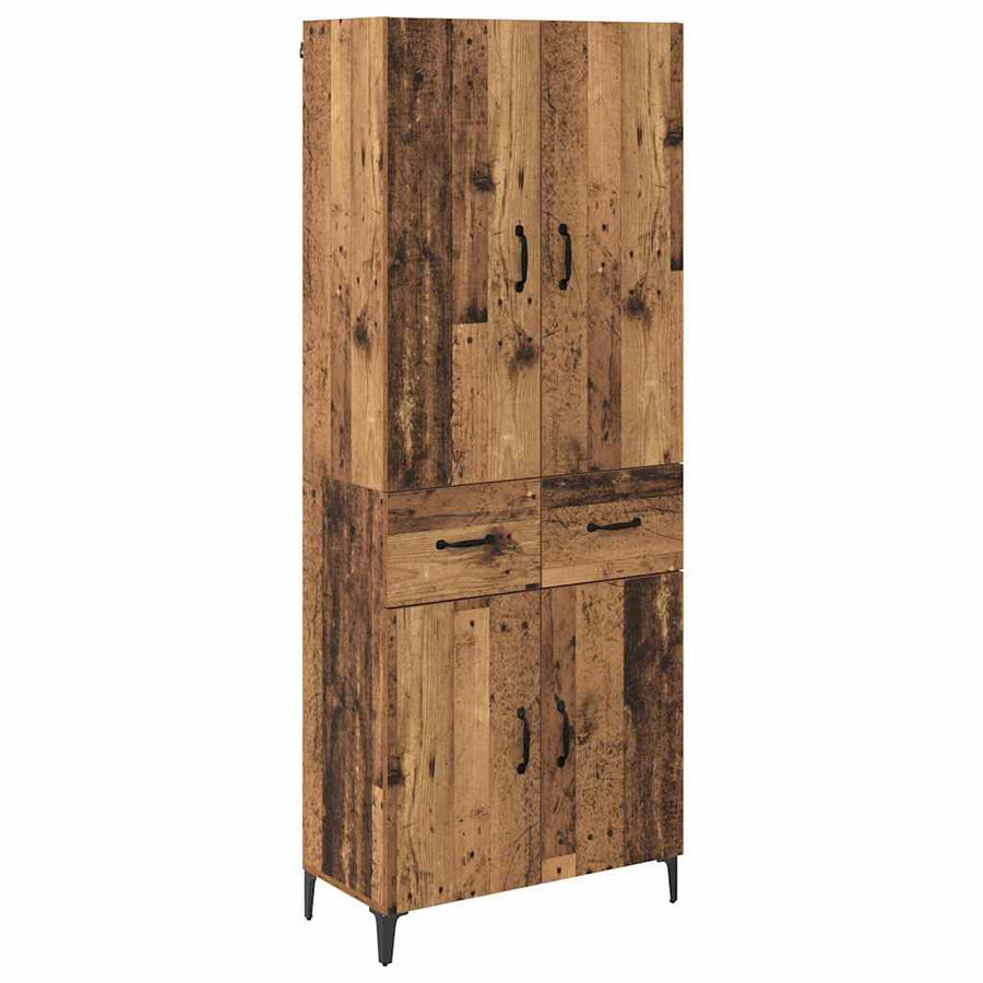 Highboard met lade Oud Hout 69,5 x 34 x 180 cm Bewerkt hout