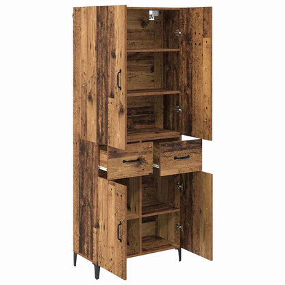 Highboard met lade Oud Hout 69,5 x 34 x 180 cm Bewerkt hout