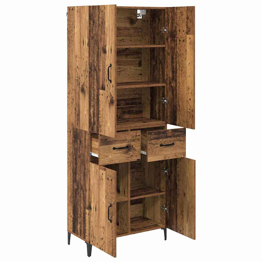 Highboard met lade Oud Hout 69,5 x 34 x 180 cm Bewerkt hout