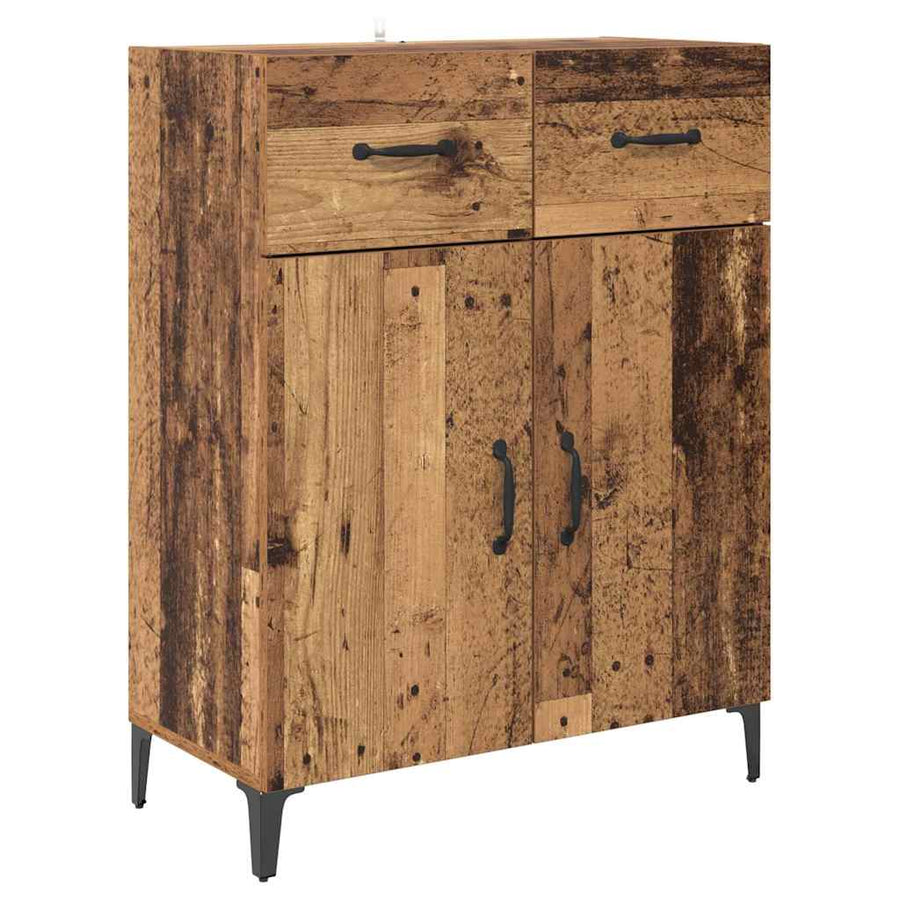 Highboard met lade Oud Hout 69,5 x 34 x 180 cm Bewerkt hout