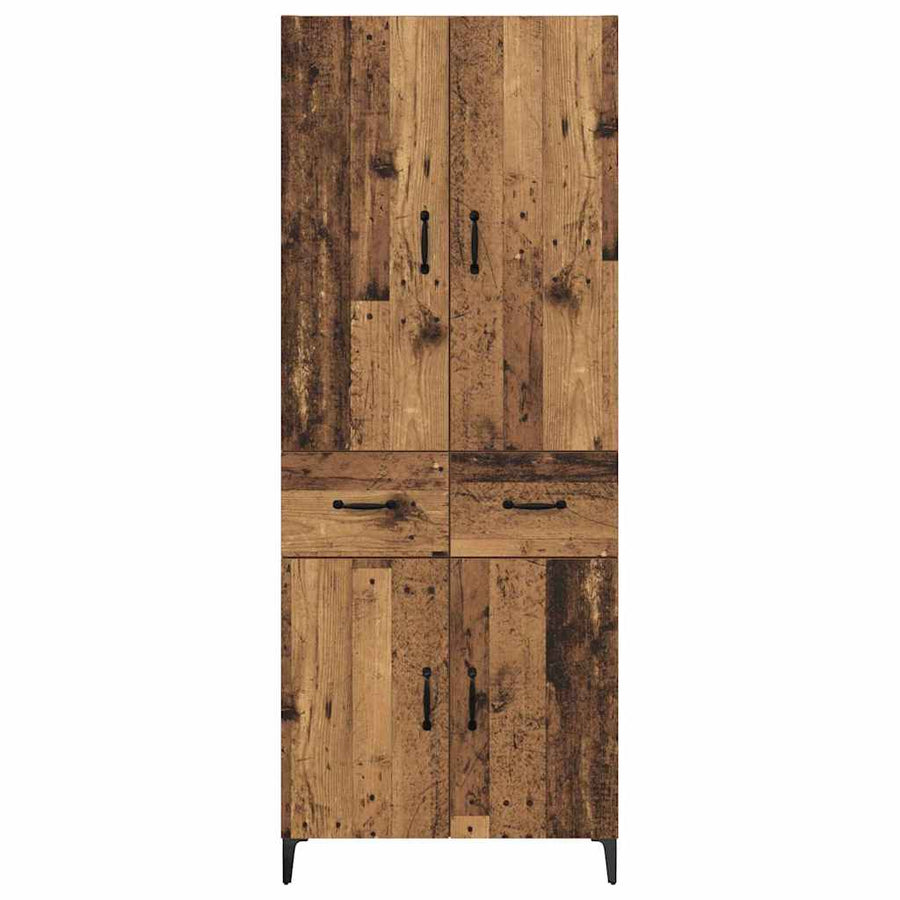 Highboard met lade Oud Hout 69,5 x 34 x 180 cm Bewerkt hout