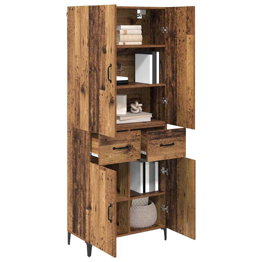 Highboard met lade Oud Hout 69,5 x 34 x 180 cm Bewerkt hout