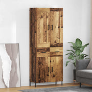 Hoge kast 69.5x34x180 cm oud hout bewerkt hout
