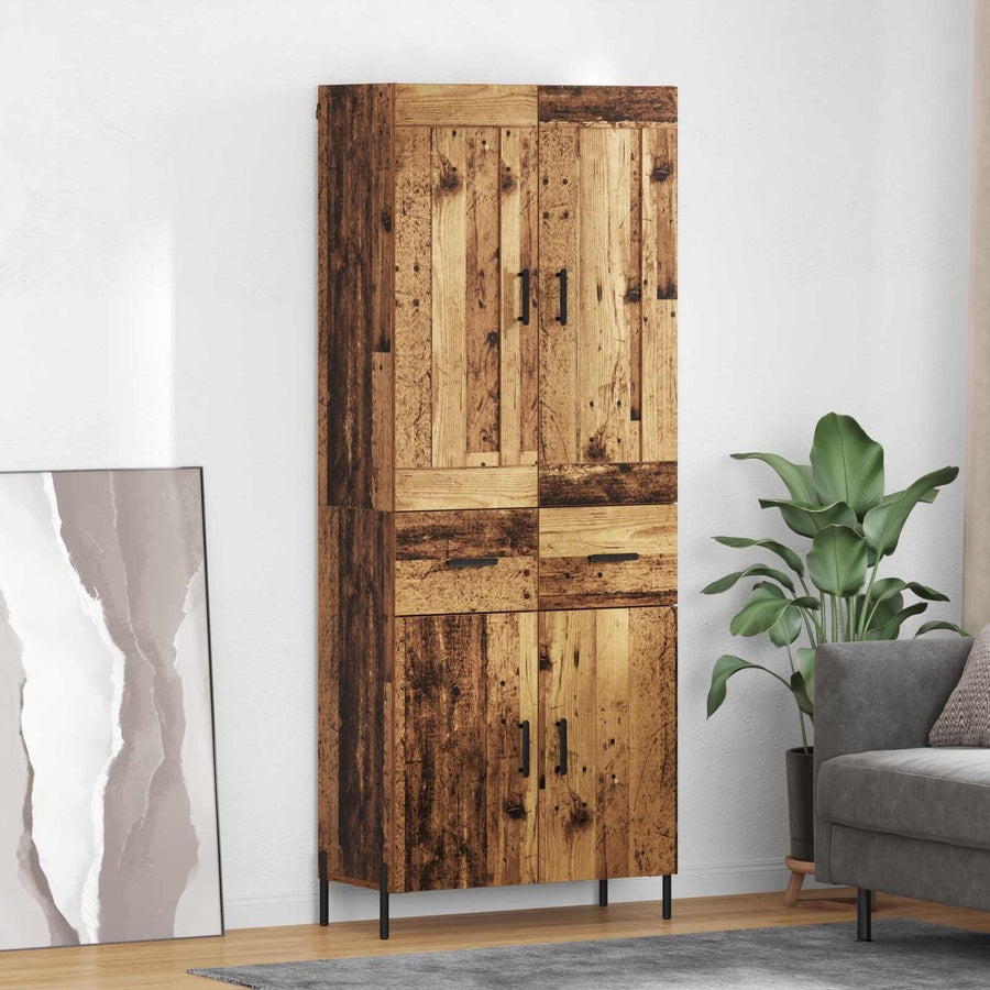 Hoge kast 2 pcs Oud Hout Bewerkt hout