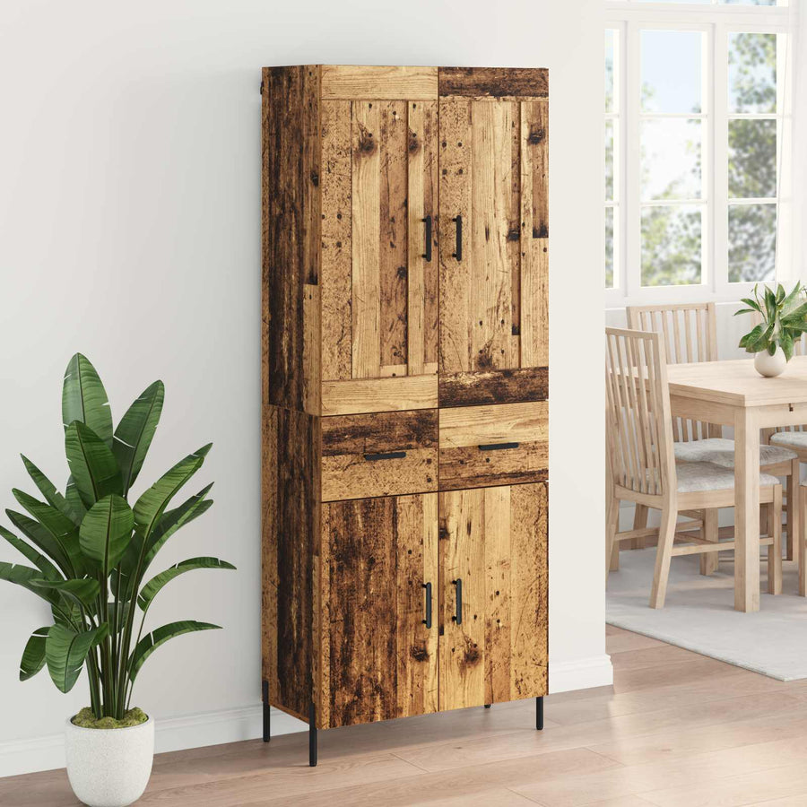 Hoge kast 2 pcs Oud Hout Bewerkt hout