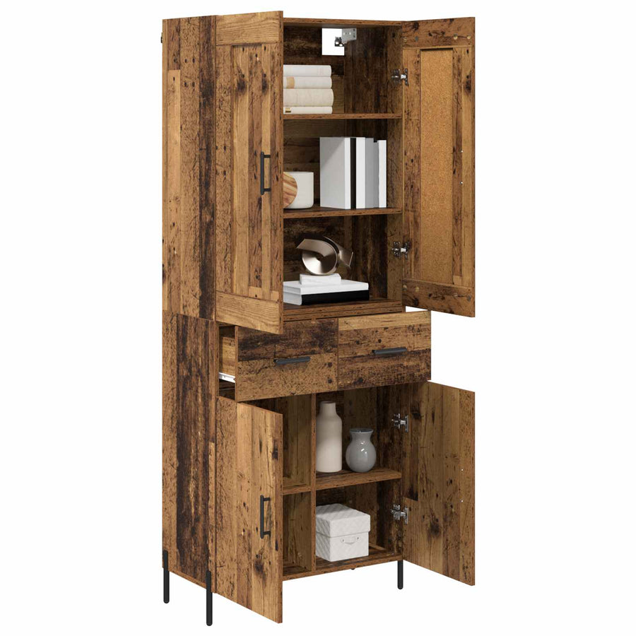 Hoge kast 2 pcs Oud Hout Bewerkt hout