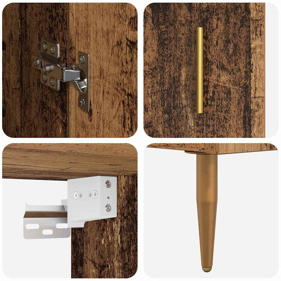 Hoge kast Oud Hout 69,5 x 34 x 180 cm Bewerkt hout