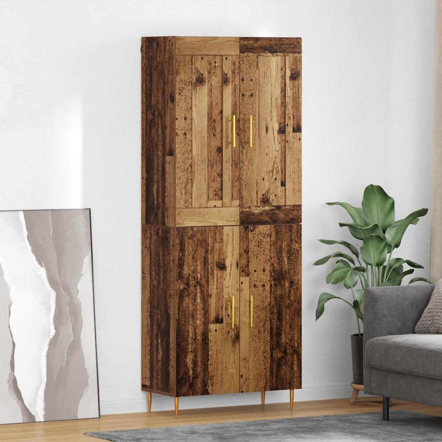 Hoge kast Oud Hout 69,5 x 34 x 180 cm Bewerkt hout