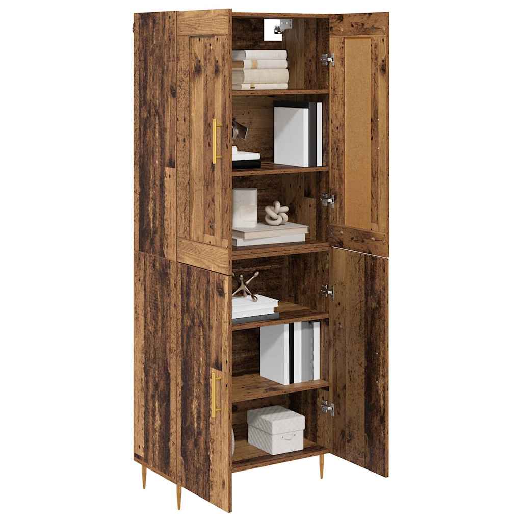Hoge kast Oud Hout 69,5 x 34 x 180 cm Bewerkt hout