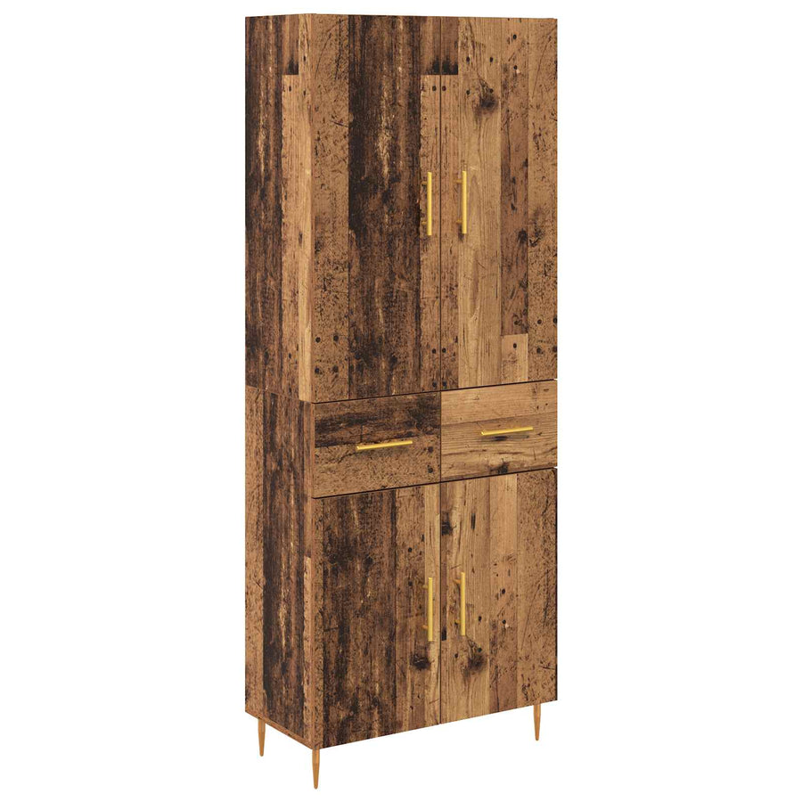 Highboard met lade Oud Hout 69,5 x 34 x 180 cm Bewerkt hout