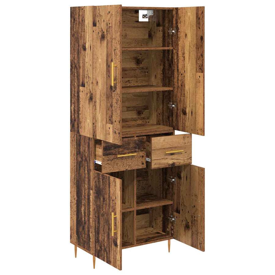 Highboard met lade Oud Hout 69,5 x 34 x 180 cm Bewerkt hout
