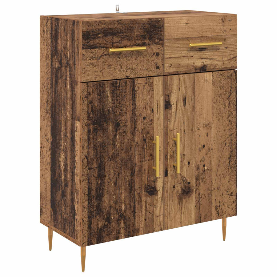 Highboard met lade Oud Hout 69,5 x 34 x 180 cm Bewerkt hout
