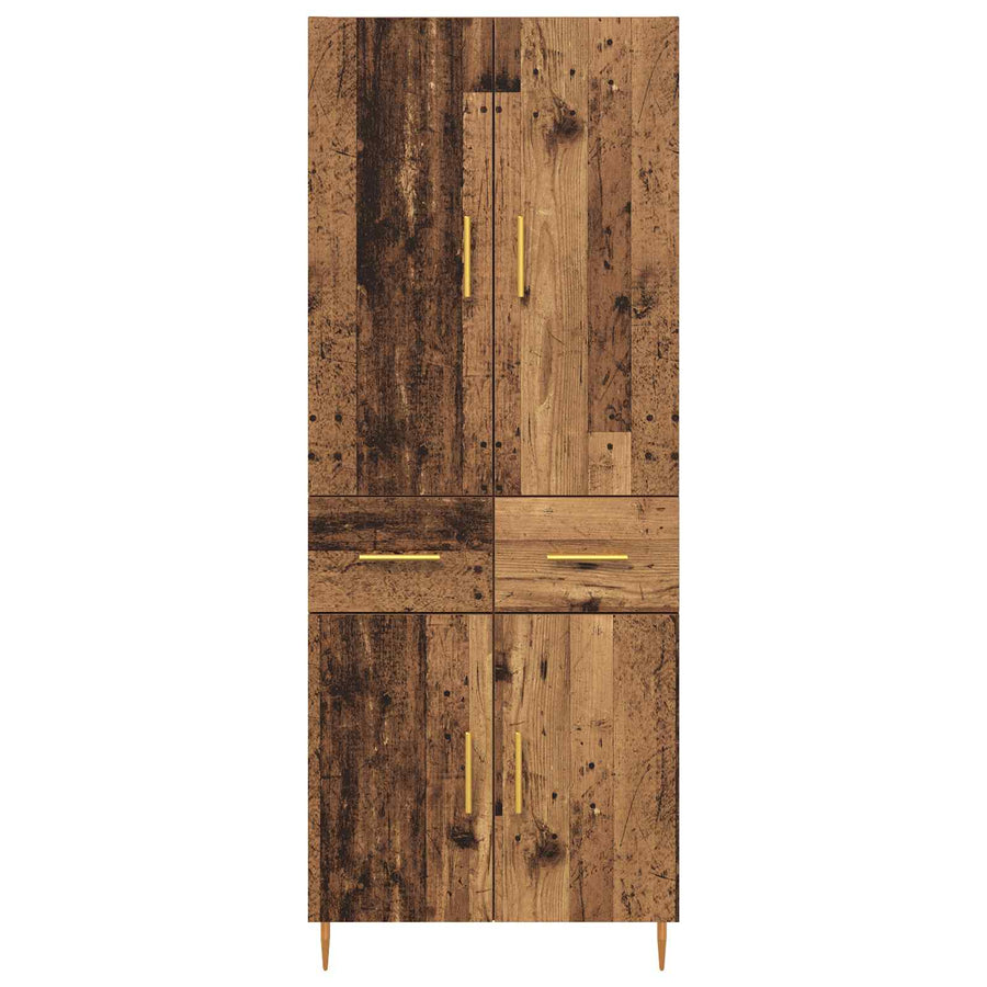 Highboard met lade Oud Hout 69,5 x 34 x 180 cm Bewerkt hout