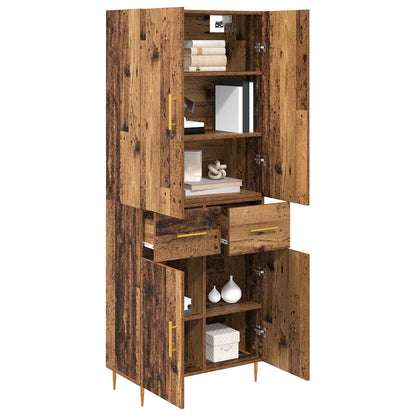 Highboard met lade Oud Hout 69,5 x 34 x 180 cm Bewerkt hout