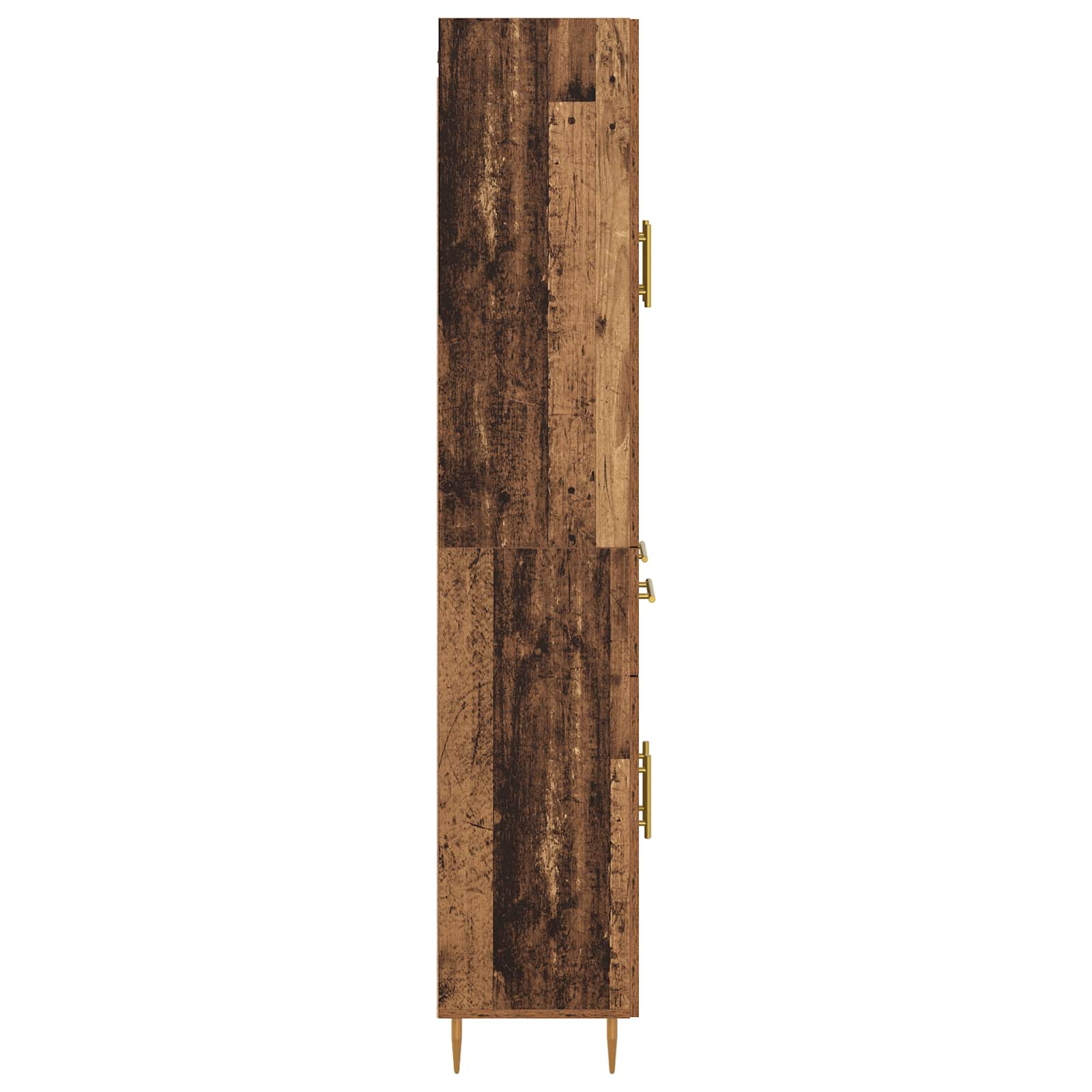 Highboard met lade Oud Hout 69,5 x 34 x 180 cm Bewerkt hout