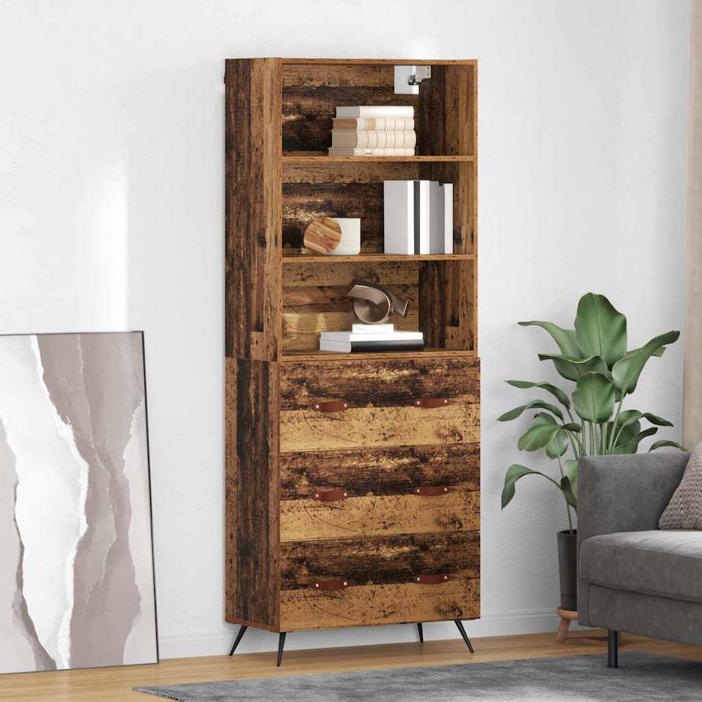 Hoge kast met lade Oud Hout 69,5 x 34 x 180 cm Bewerkt hout