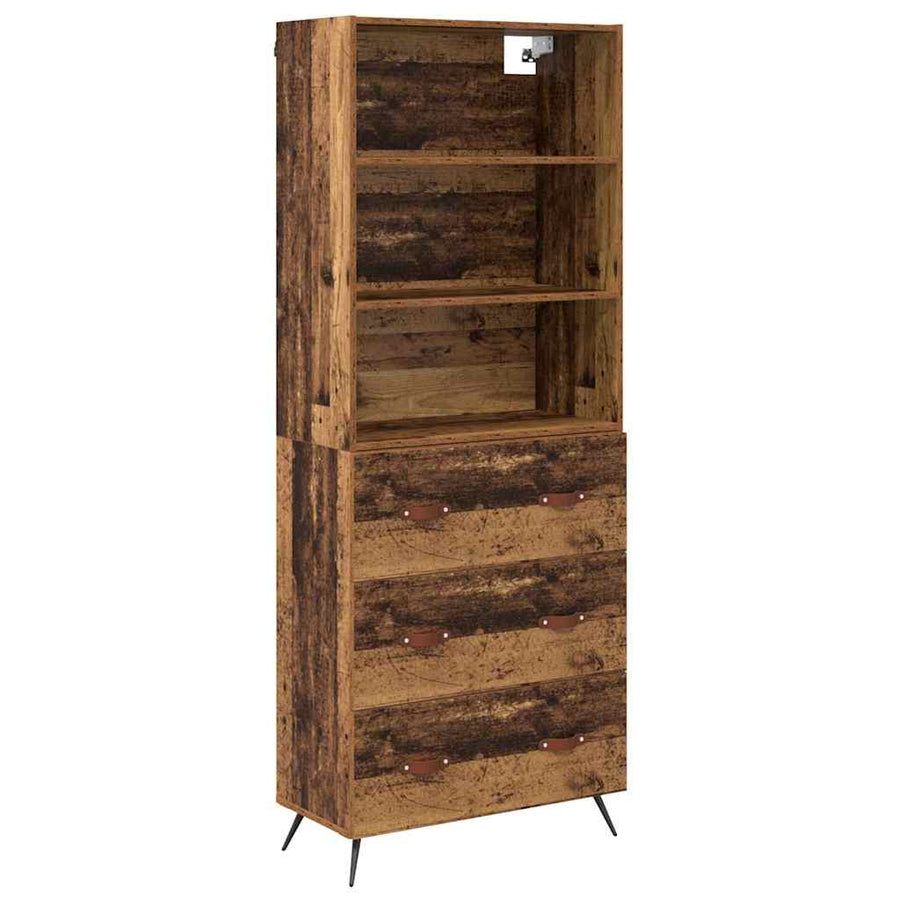 Hoge kast met lade Oud Hout 69,5 x 34 x 180 cm Bewerkt hout