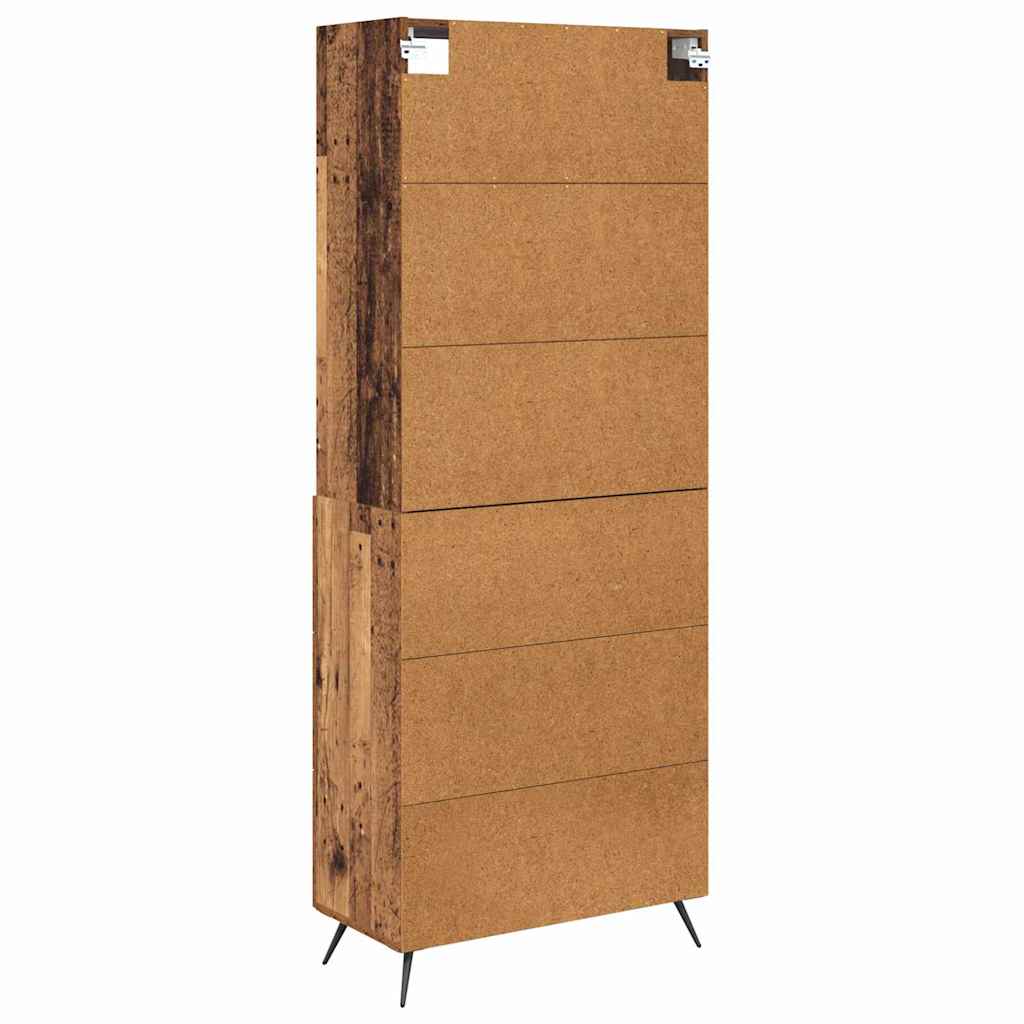 Hoge kast met lade Oud Hout 69,5 x 34 x 180 cm Bewerkt hout
