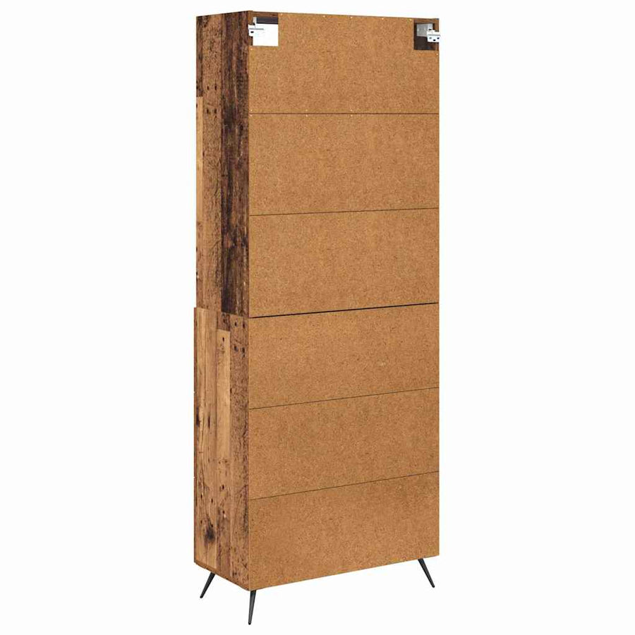 Hoge kast met lade Oud Hout 69,5 x 34 x 180 cm Bewerkt hout