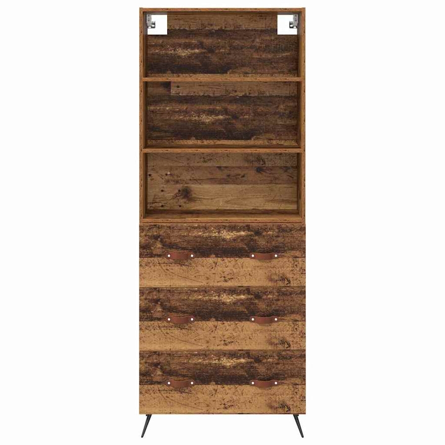 Hoge kast met lade Oud Hout 69,5 x 34 x 180 cm Bewerkt hout