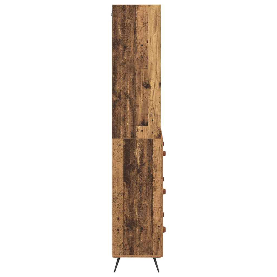 Hoge kast met lade Oud Hout 69,5 x 34 x 180 cm Bewerkt hout